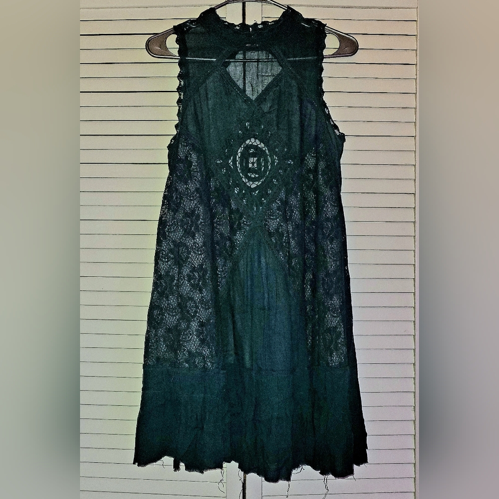 Free People Hippie Boho Lace Halter Mock Neck Backless Sleeveless Dress Small